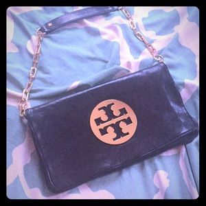 Tory Burch black leather with gold accent handbag